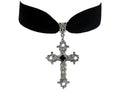 Choker negro ajustable de terciopelo con cruz brillante