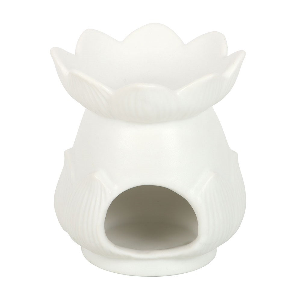 Quemador de aceite con forma de flor de loto blanco