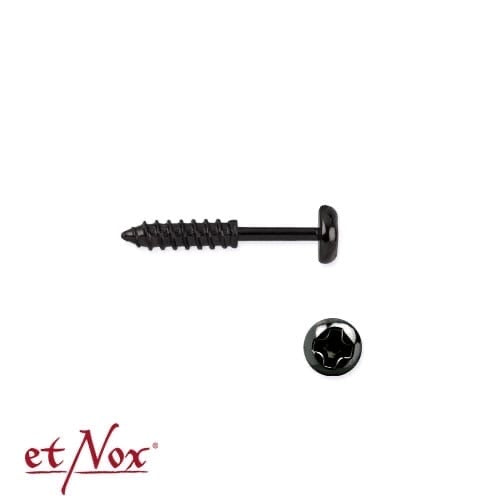 Pendientes de botón de acero inoxidable "Black Screw" de etNox