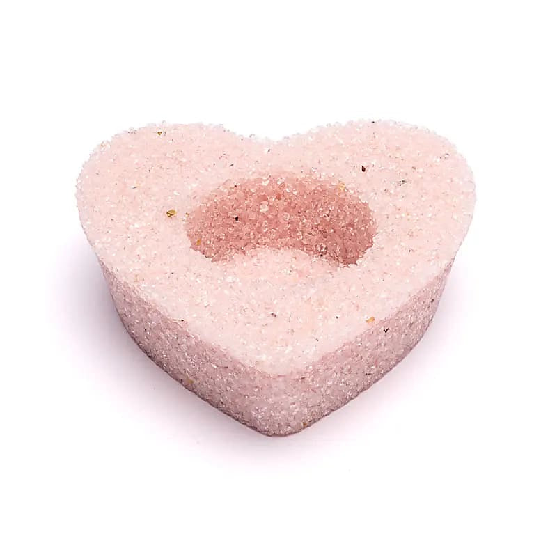 Portavelas corazón de cuarzo rosa