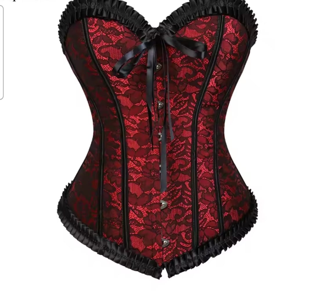Corset rojo con encaje negro
