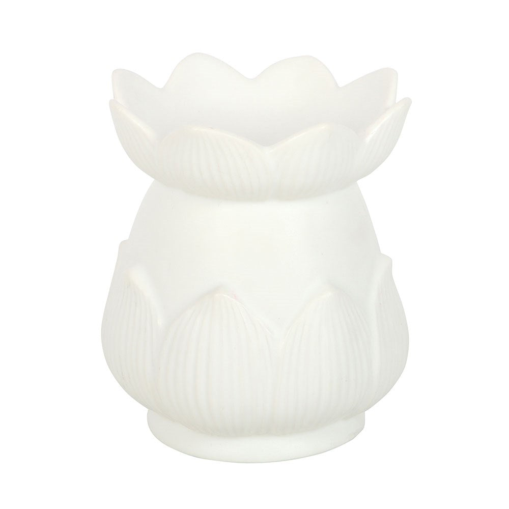 Quemador de aceite con forma de flor de loto blanco