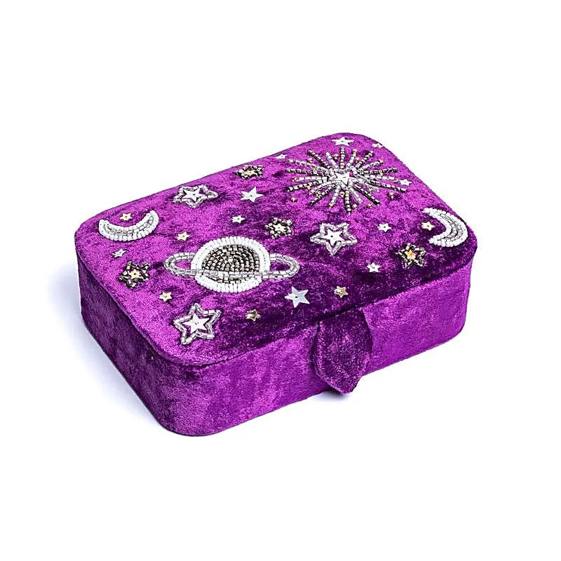 Joyero y arot terciopelo purpura con galaxia