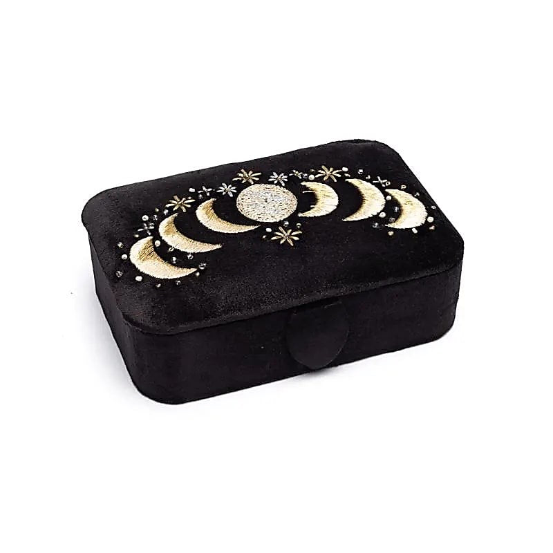 Joyero tarot terciopelo negro con fases lunares