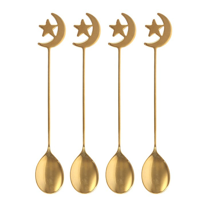 Juego de 4 cucharillas con forma de estrella y luna