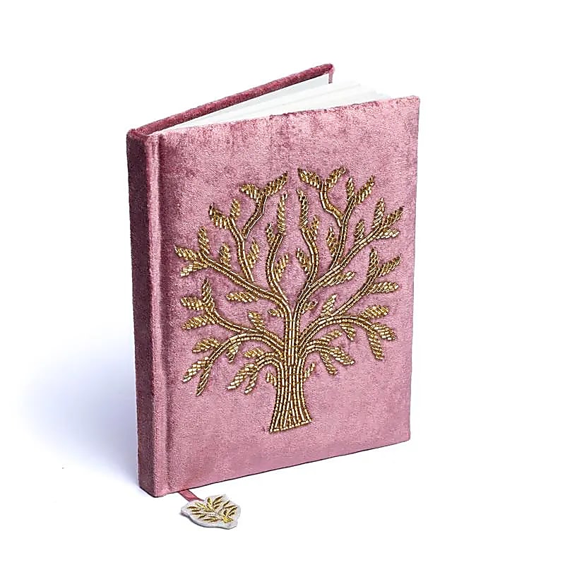 Cuaderno terciopelo rosa Árbol de la Vida