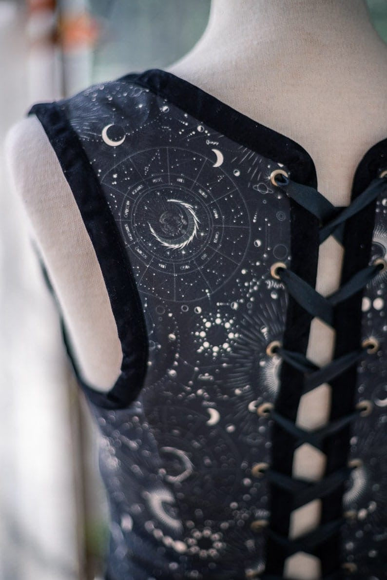 Corsé astrológico, estilo renacentista celestial de Costurero Real