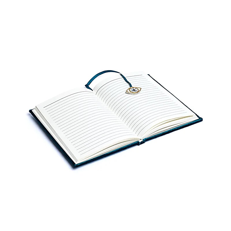 Cuaderno de terciopelo petróleo con ojo de tarot