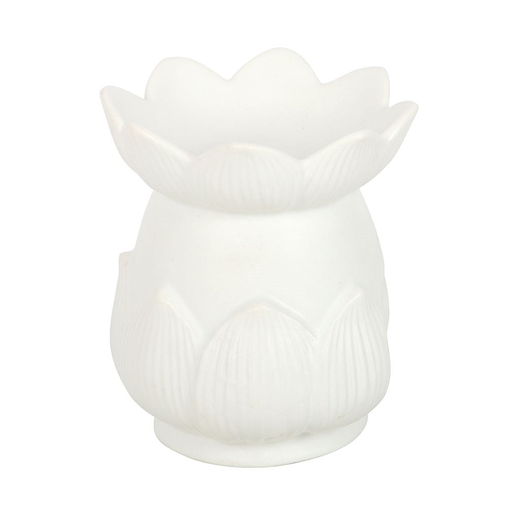 Quemador de aceite con forma de flor de loto blanco