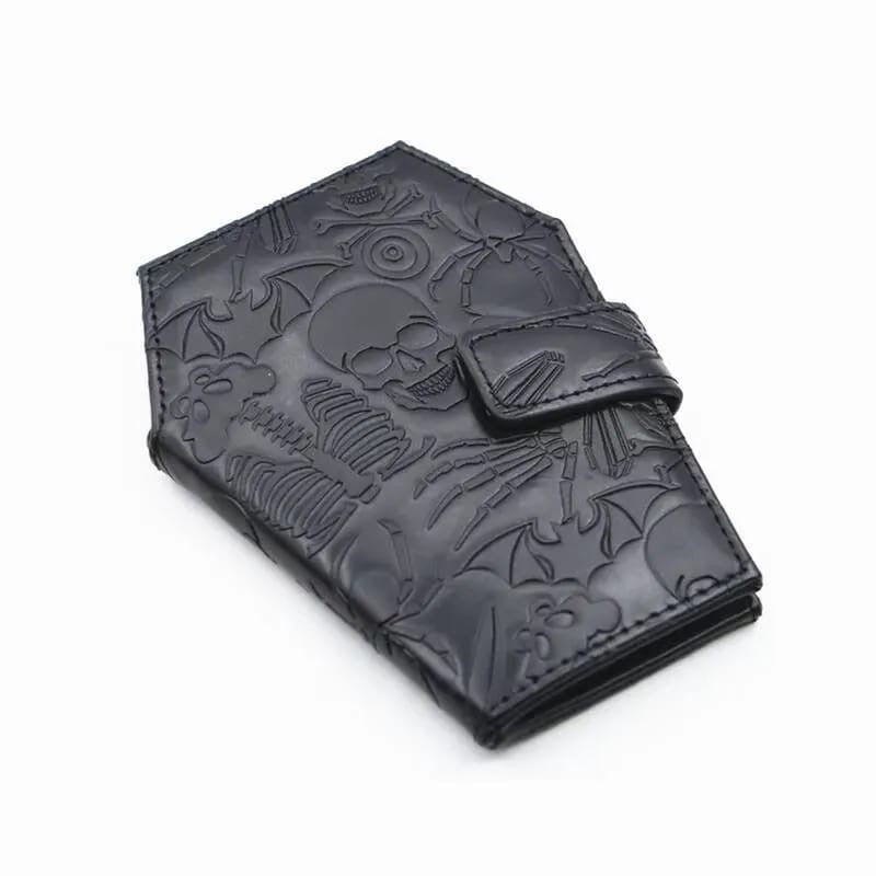 Cartera de ataúd con estampado gótico en relieve