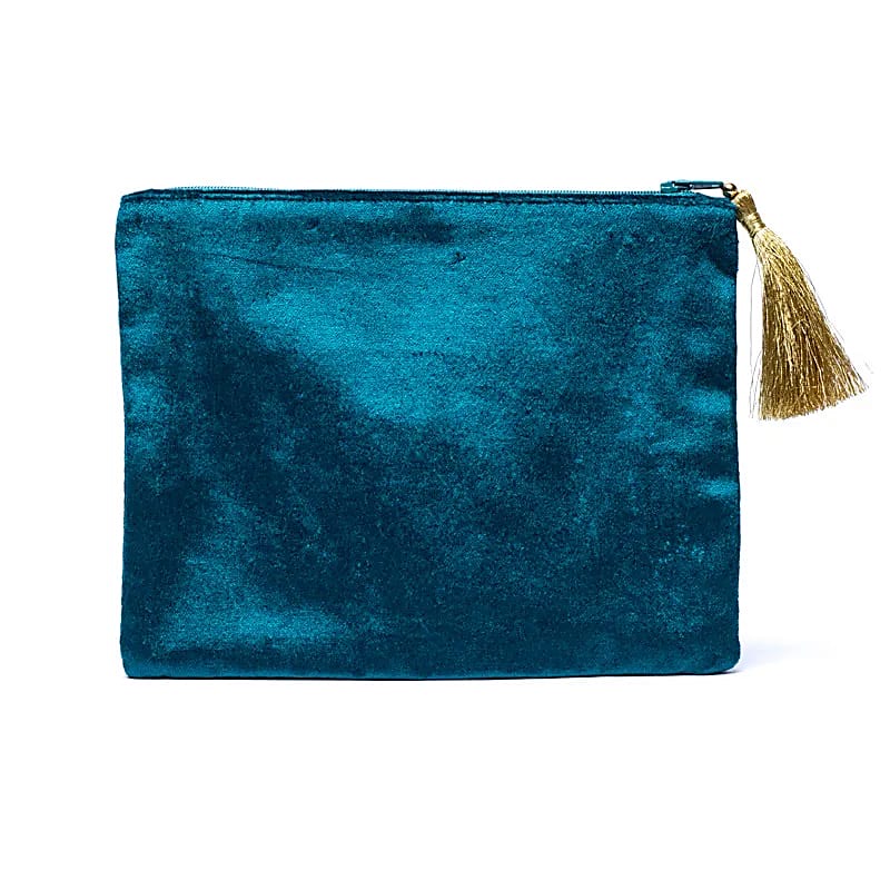 Bolsa de terciopelo petróleo con cremallera y ojo de tarot