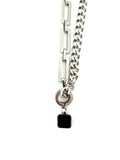 Collar ajustable eslabones desiguales con colgante doble uso