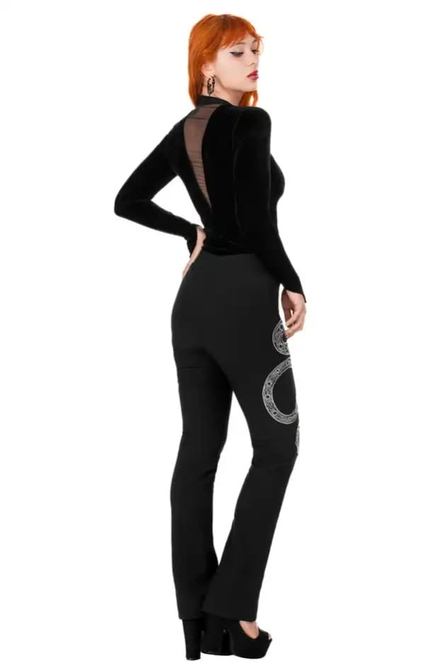 Pantalones bordados con serpiente de catedral de Restyle
