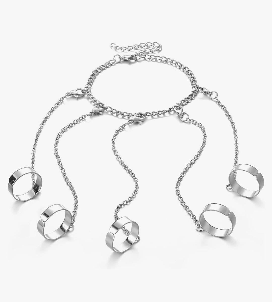 Pulsera ajustable con anillos adaptables con cadenas