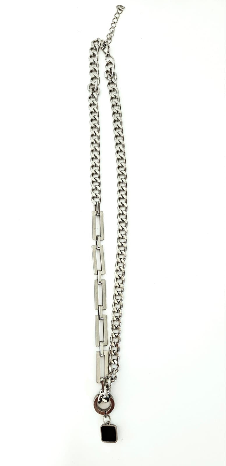 Collar ajustable eslabones desiguales con colgante doble uso