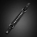 Pulsera adaptable con cadena doble y tachuelas de estrellas