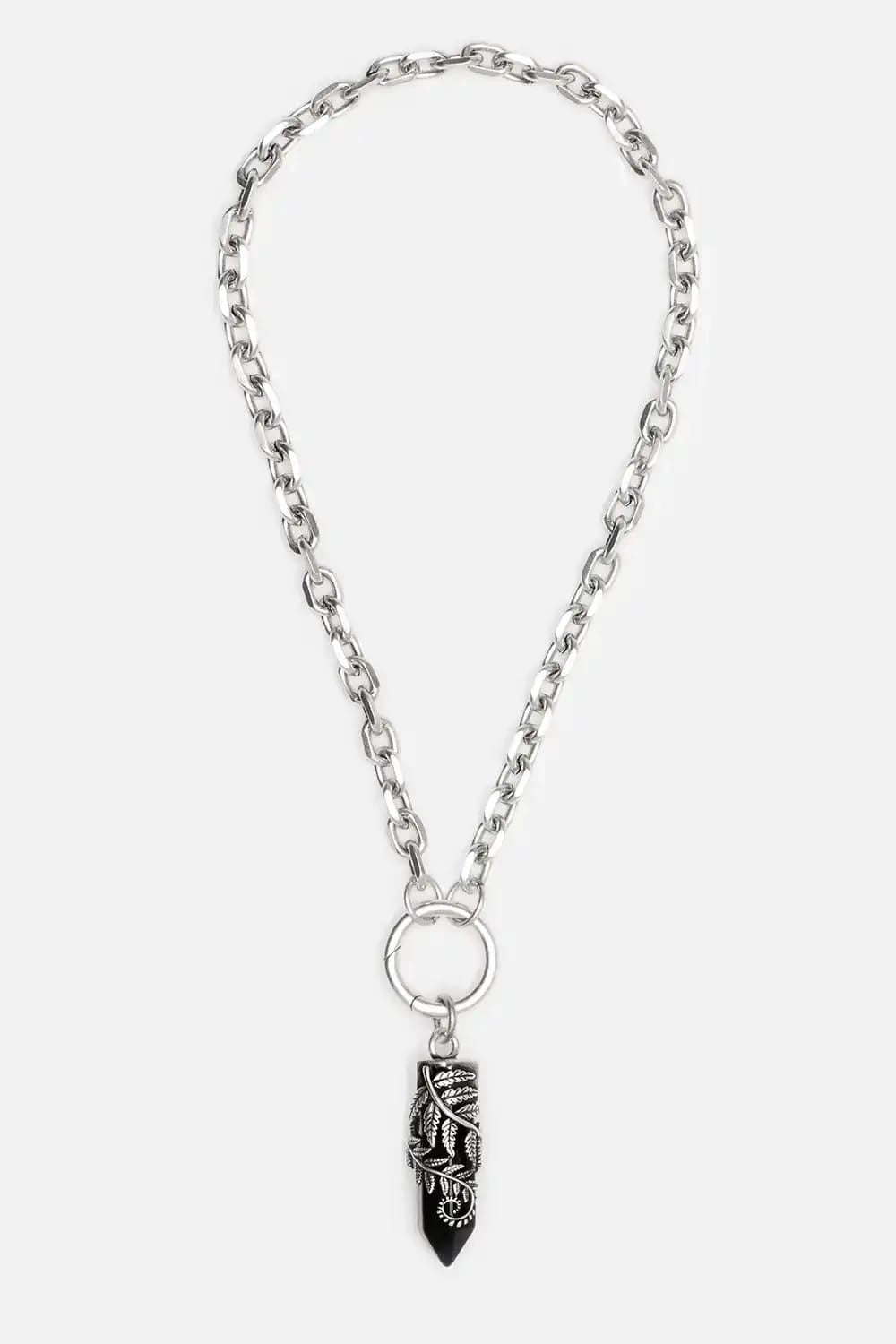 Gargantilla con anillo de cristal y helecho de Restyle