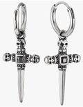 Pendientes argollas cruz colgante con detalle de calavera
