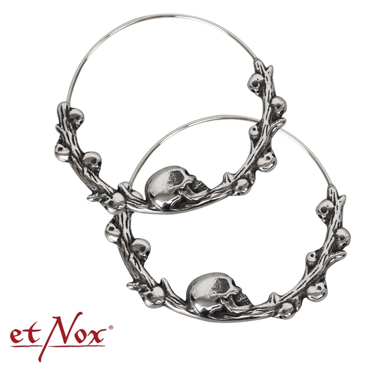 Pendientes de aro "Calaveras" de acero inoxidable de etNox