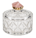 Joyero o Bombonera de Cristal con Drusa de Cuarzo Rosa