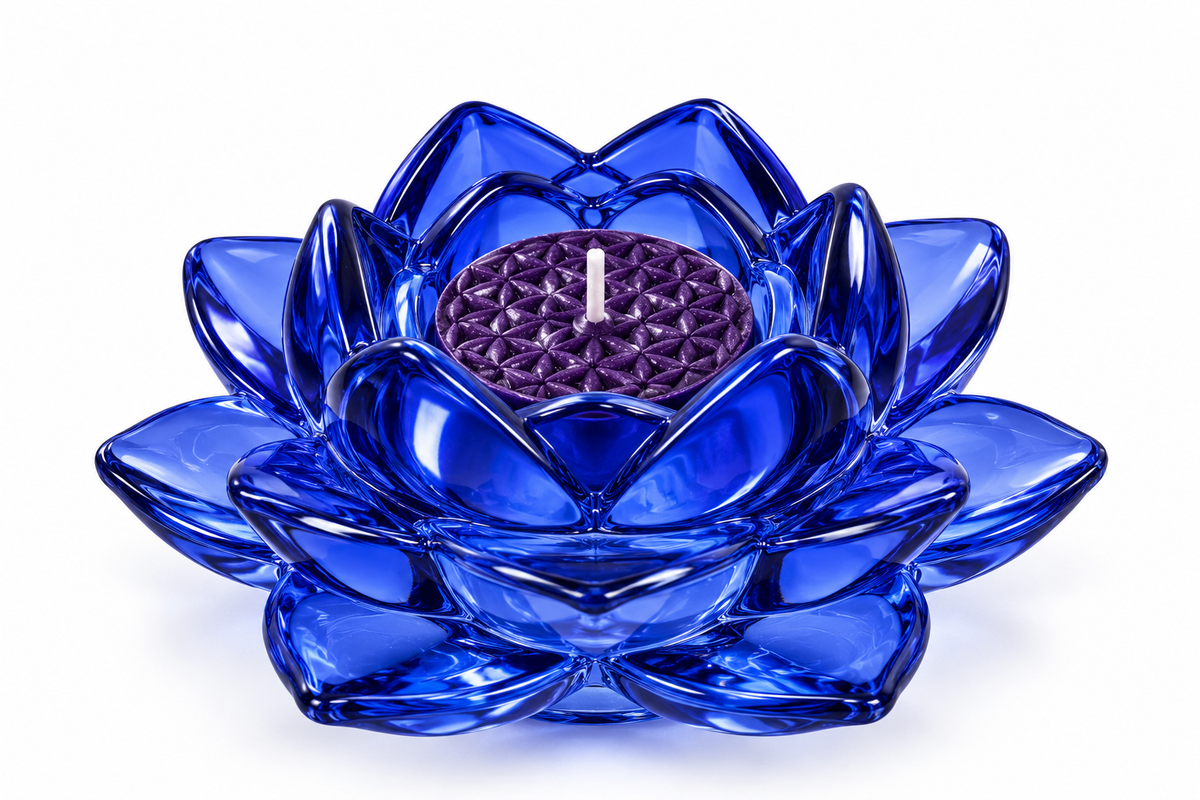 Portavelas Flor de Loto de Cristal – Violeta