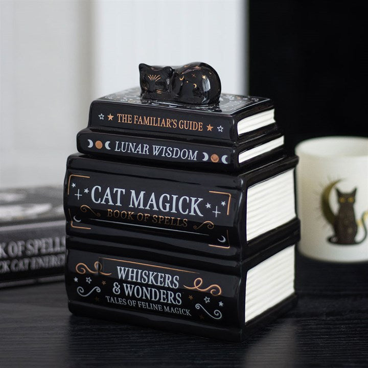 Quemador de aceite Gato Negro en libros mágicos 🐈‍⬛