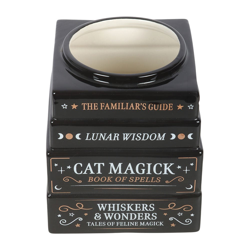 Jarrón con forma de pila de libros «Black Cat Magick»