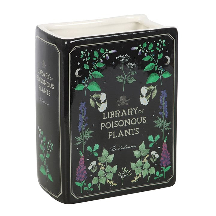 Jarrón con forma de libro sobre plantas venenosas
