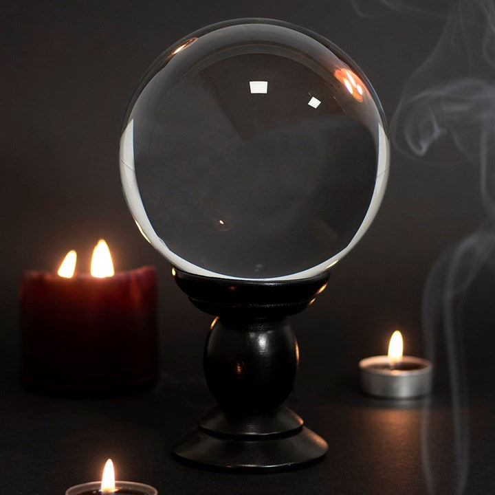 Gran bola de cristal transparente con soporte