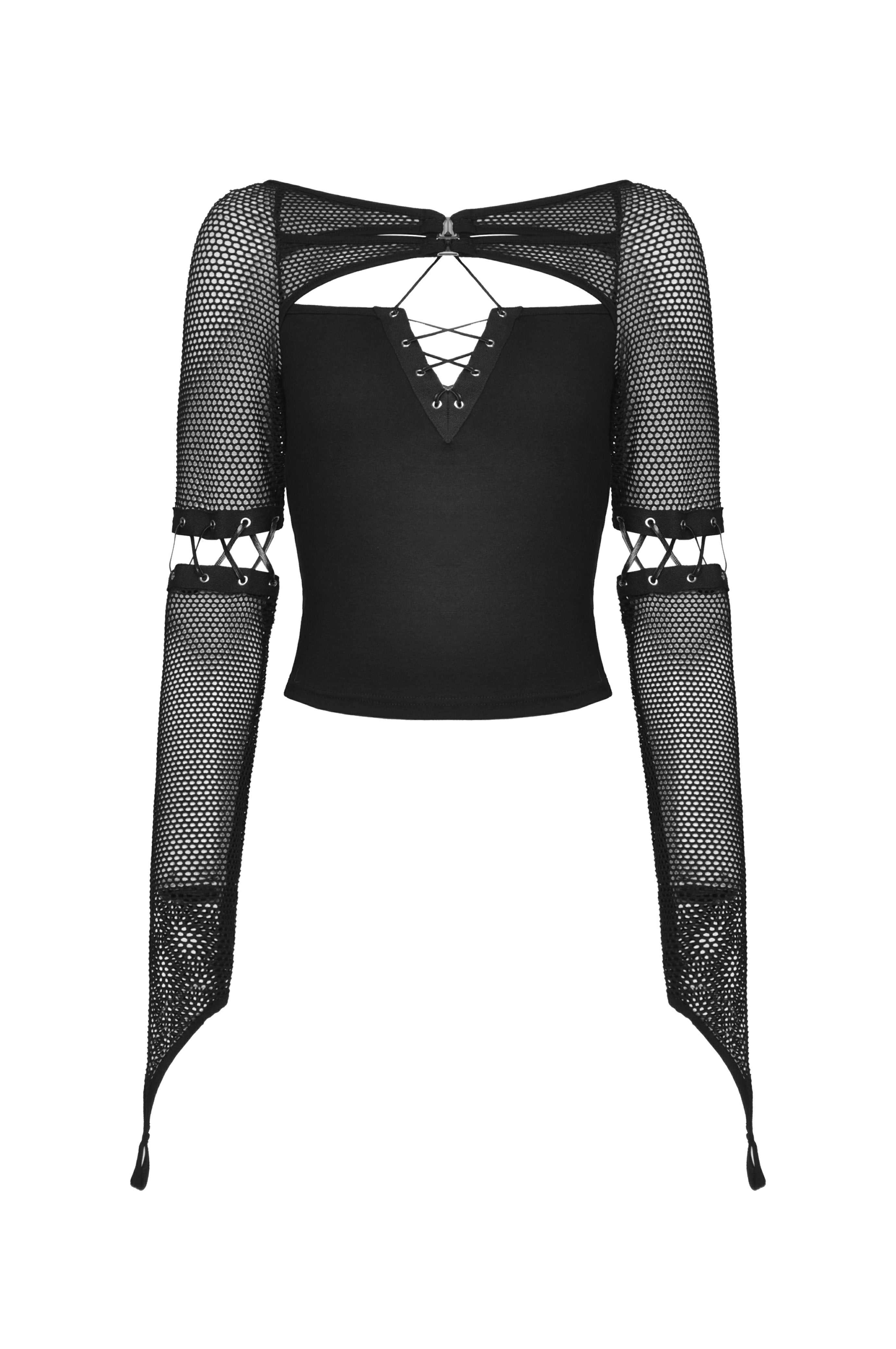 Top de rejilla con cordones