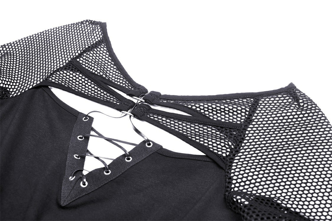 Top de rejilla con cordones