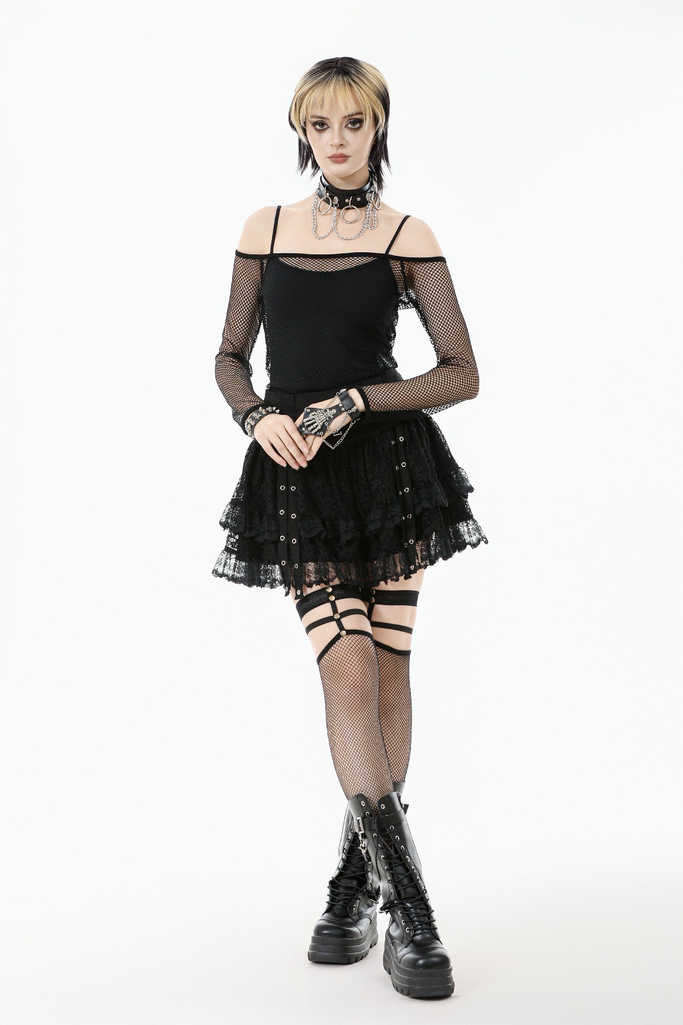 Top versátil de malla punk