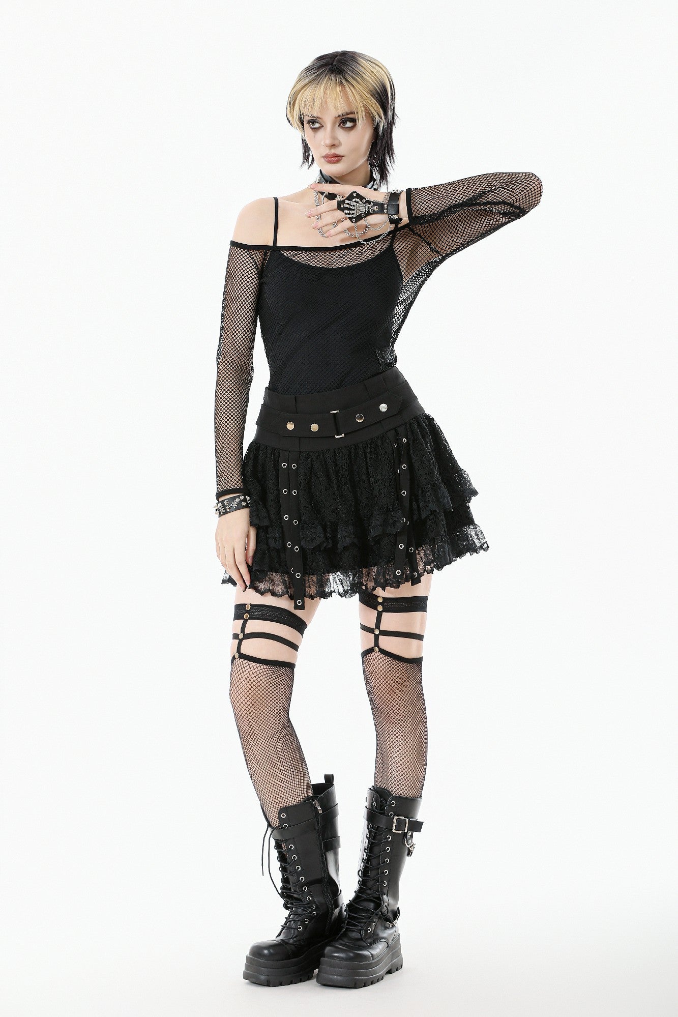 Top versátil de malla punk