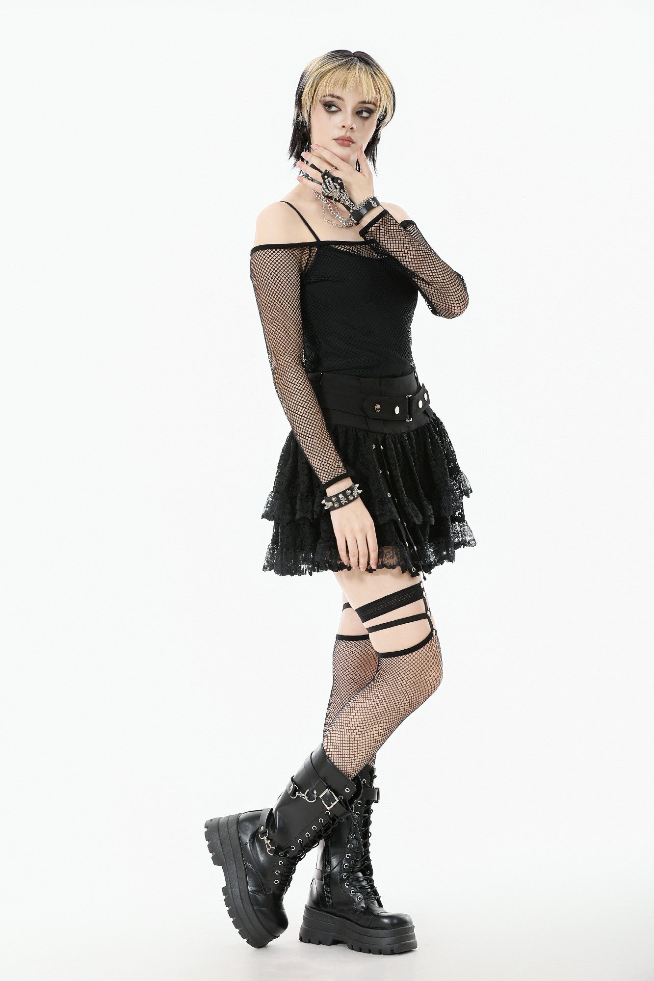 Top versátil de malla punk