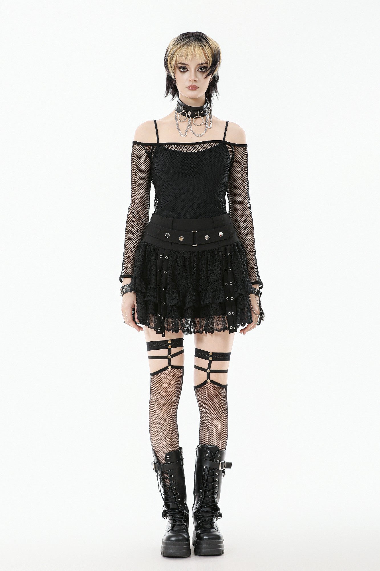 Top versátil de malla punk